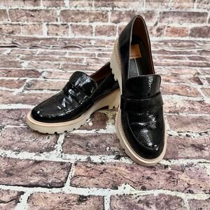 Dolce‎ Vita Henri Black Patent Lug Sole Loafers Women Size 8M